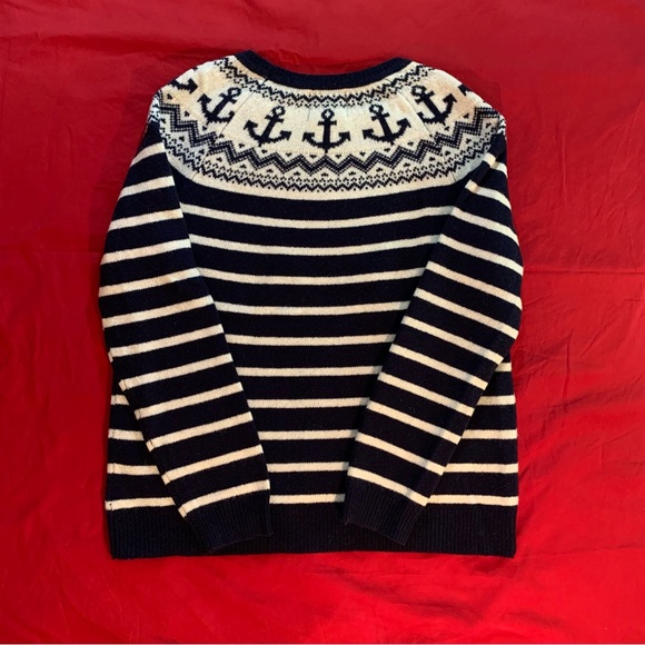 Arabella & Addison Nautical Striped Wool Sweater with Anchor Neck Women’s Size L - Picture 8 of 9